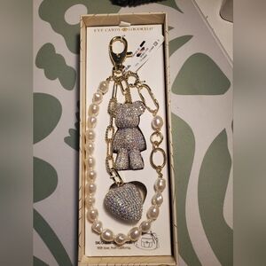 Eye Candy Los Angeles Rhinestone Teddy Bear w/Heart Bag Charm & Keychain NWT
